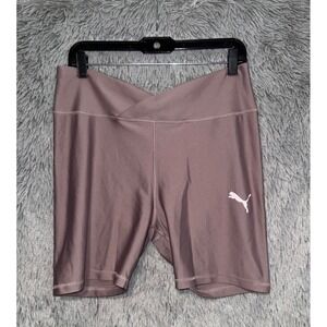 Puma Women's Pink Athleisure Cross Over Waist Biker Shorts Size Medium
